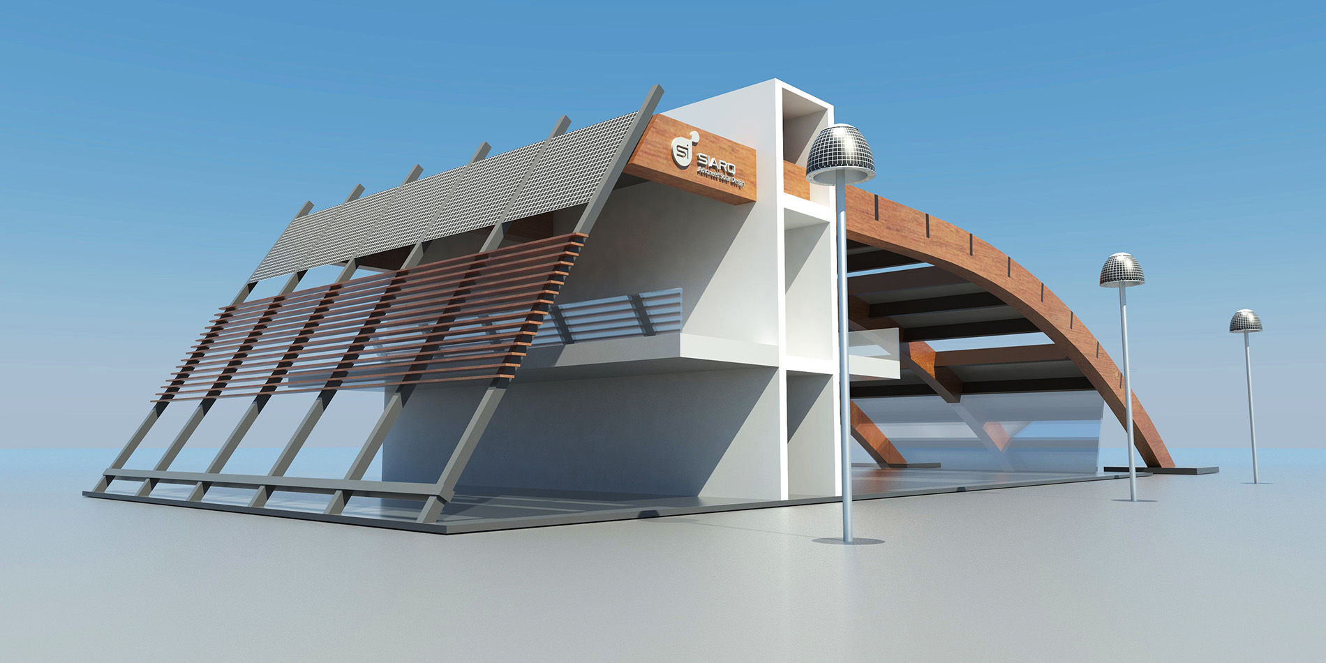 Edificios Industriales BIPV solar maqueta edificio industrial con farolas solares