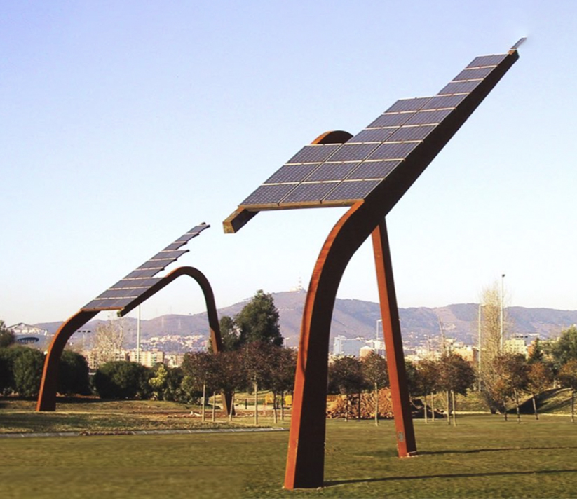 Escultura con placas solares